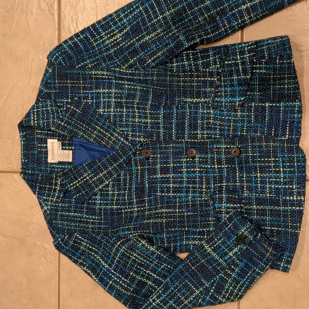 Chadwicks Blue Tweed Blazer Size 8P
